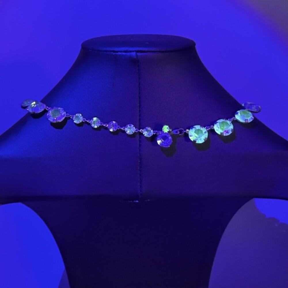 Antique Art Deco Mixed UV Reactive Glass Rivière Necklace Uranium Manganese UV - Picture 6 of 16